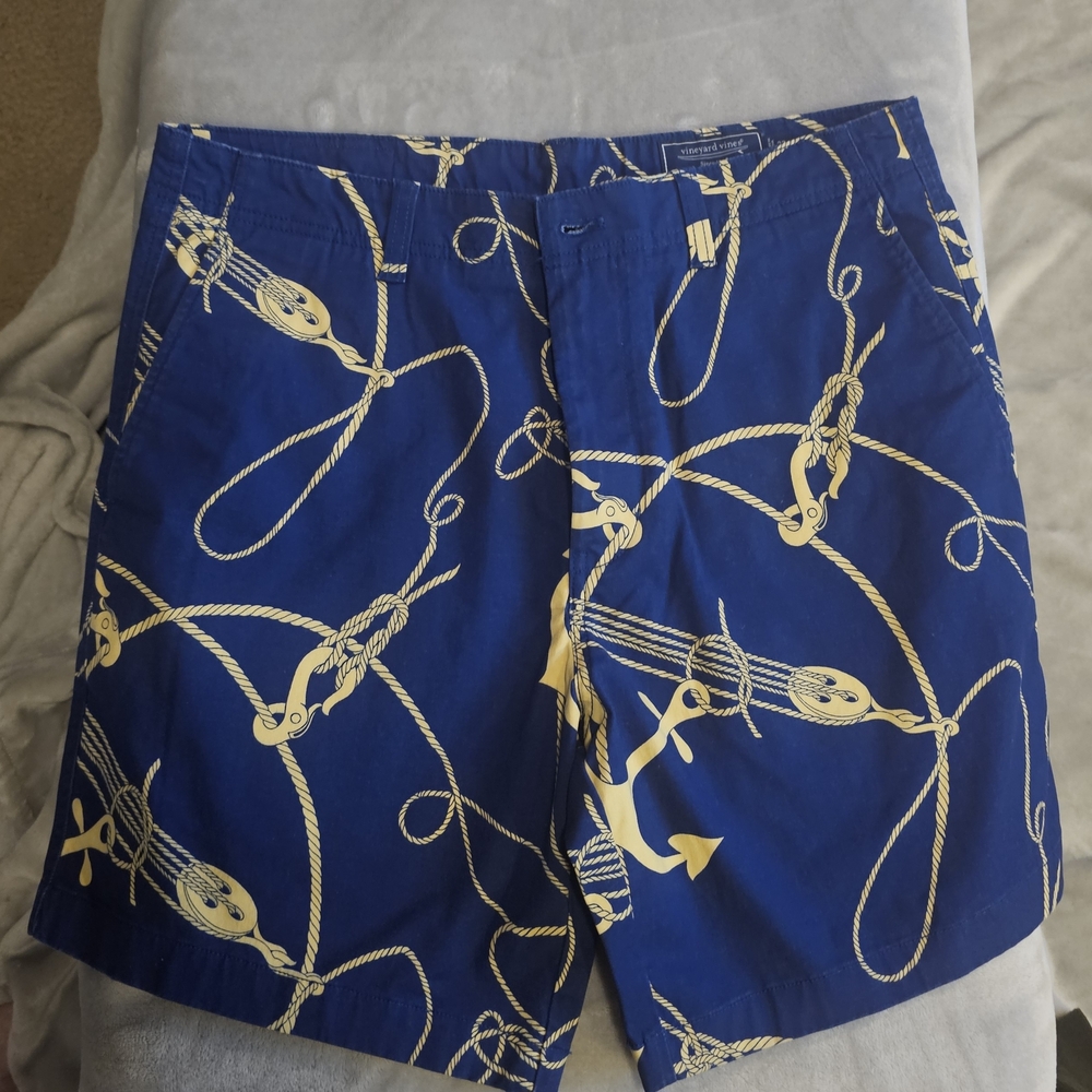 Vineyard Vines Blue and Yellow Anchor Men Shorts